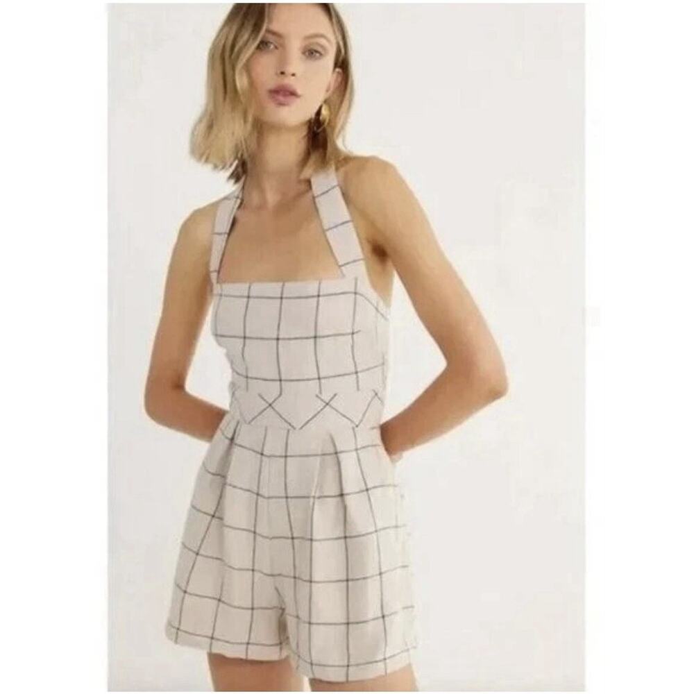 NWT Anthropologie Rumer Quinn Playsuit Romper M Natural Beige Cottagecore Boho